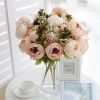 Elegant Silk Peony Flowers,1 Sprig, Soft Pink/White