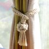 Handmade Cotton Rope Ball Curtain Tiebacks with Tassel, 2-Pieces, Ivory