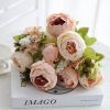 Elegant Silk Peony Flowers,1 Sprig, Soft Pink/White