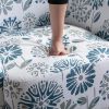 Modern Accent Armchair, White, Blue, Gray Floral Print Linen
