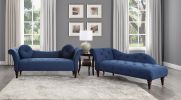 Modern Traditional Button Tufted Chaise, Blue