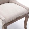 Nail Head Side Dining Chair, Wood Legs, Set of 2, Beige