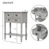 Narrow Console Table with 3 Drawers and Bottom Shelf, Gray