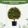 Artificial Boxwood Topiary Ball Tree with Orange Fruit, 6" x 6" x 5", Set of 2