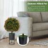 Artificial Boxwood Topiary Ball Tree with Orange Fruit, 6" x 6" x 5", Set of 2