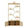 7-Tier Storage Bookcase, Natural, 39.4'' x 13.8'' x 75.6'', Rattan, Natural