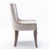 Nail Head Side Dining Chair, Wood Legs, Set of 2, Beige