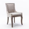 Nail Head Side Dining Chair, Wood Legs, Set of 2, Beige