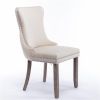 Upholstered Wing-Back Dining Chair, Button-Tufted Back, Set of 2, Beige
