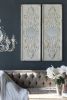 Wooden Wall Art Panels with Mirror Accents, White, Set of 2