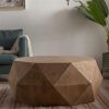 3-D Embossed Pattern Retro Coffee Table, 38" x 32.5" x 16.3", Natural