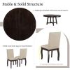 Farmhouse Extendable Round Dining Table Set, with 4 Upholstered Chairs, Espresso