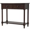 Traditional Console Table with 2 Drawers and Shelf, Espresso