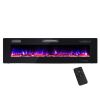 Ultra-Thin Electric Wall Fireplace with Crystal Log Decoration, 68"