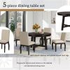 Farmhouse Extendable Round Dining Table Set, with 4 Upholstered Chairs, Espresso