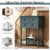 Narrow Console Table with 3 Drawers and Bottom Shelf, Navy