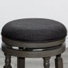 Counter Stool, Weathered Gray, Charcoal Fabric Seat, 24"