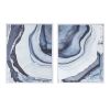 Abstract Canvas Wall , 2-Piece Set, 29.5" x 23.5" each, Blue/White, White Frame