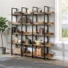 5 Tier Vintage Industrial Bookshelf, Metal Frame, MDF Board