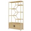 7-Tier Storage Bookcase, Natural, 39.4'' x 13.8'' x 75.6'', Rattan, Natural
