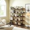 5 Tier Vintage Industrial Bookshelf, Metal Frame, MDF Board