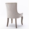 Nail Head Side Dining Chair, Wood Legs, Set of 2, Beige