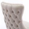 Upholstered Wing-Back Dining Chair, Button-Tufted Back, Set of 2, Beige