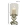 Handmade Turned Style Pillar Hurricane Lamp with Faux Mercury Glass Finish, 14"