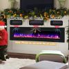 Ultra-Thin Electric Wall Fireplace with Crystal Log Decoration, 68"