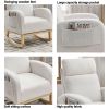 High Backrest Arm Rocking Chair, 27.6" W, Teddy Fleece, Ivory