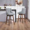 Counter Height Swivel Bar Stools with Footrest, Set of 2, Gray