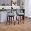 Counter Height Swivel Bar Stools with Footrest, Set of 2, Gray