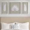 Rice Paper Palm Leaves in Shadowbox, 3-pieces, White Frame