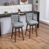 Counter Height Swivel Bar Stools with Footrest, Set of 2, Gray