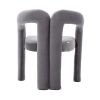 Contemporary Upholstered Barrel Side/Dining Chair, Set of 2, Gray Velvet