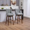 Counter Height Swivel Bar Stools with Footrest, Set of 2, Gray