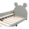 Upholstered Daybed, Mouse Ears Headboard, Twin Size, Gray