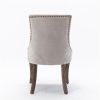 Nail Head Side Dining Chair, Wood Legs, Set of 2, Beige
