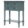 Narrow Console Table with 3 Drawers and Bottom Shelf, Navy