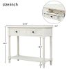 Traditional Console Table, 2 Drawers, Bottom Shelf, 29.9" x 35.43", Ivory White