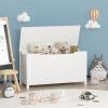 Wooden Toy Storage Box with Safety Hinged Lid, White