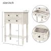 Console Table with 2 Drawers and Bottom Shelf, 31" x 23.7" x 13", Ivory White