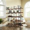 5 Tier Vintage Industrial Bookshelf, Metal Frame, MDF Board