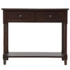 Traditional Console Table with 2 Drawers and Shelf, Espresso