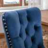 Tufted Upholstered Dining Chair, Wood Legs, 2 Piece Set, Blue Velvet