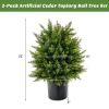 Artificial Cedar Topiary Tree with Cement Pot, Set of 2