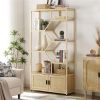 7-Tier Storage Bookcase, Natural, 39.4'' x 13.8'' x 75.6'', Rattan, Natural