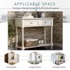 Traditional Console Table, 2 Drawers, Bottom Shelf, 29.9" x 35.43", Ivory White