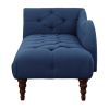 Modern Traditional Button Tufted Chaise, Blue