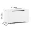 Wooden Toy Storage Box with Safety Hinged Lid, White